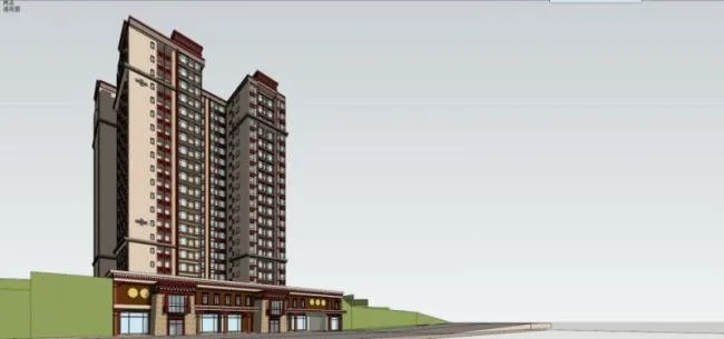 Sketchup Residential Model | High rise Residential Buildings, Tibetan Style