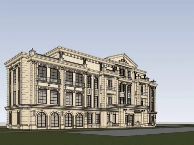 Sketchup Business Model | Multi story Clubhouse, French Classical Style