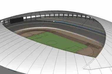 SketchUp Model of Tianjin Xiqing District Sports Center Featuring a Modern Football Field-BIM WORLD