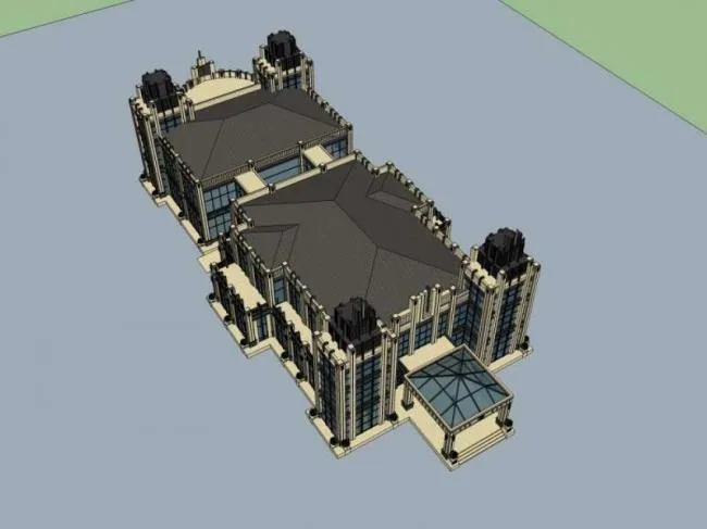 Sketchup Business Model | Multi story Commercial Club, Classical Style
