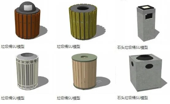 SketchUp Material Models: Garbage Bins and Components