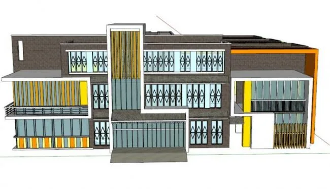 Sketchup School Model | Multi story Kindergarten School, Campus Educational Architecture, Modern Style