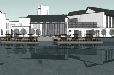 SketchUp Business Model: Huizhou-Style Sales Office, Clubhouse, New Chinese Design, Waterfront Vacation Center, and Commercial Building-BIM WORLD