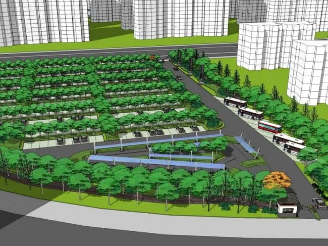 Sketchup Landscape Model | Parking Lot Landscape, Modern Style