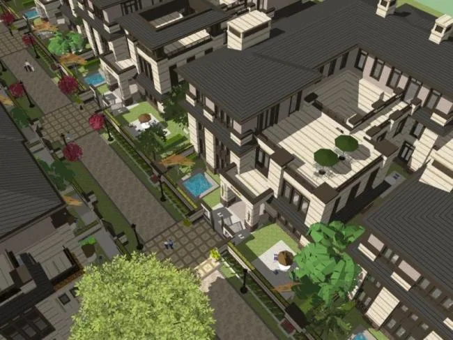 Sketchup Residential Model | Multi story Residence, Western Neoclassical, Garden House