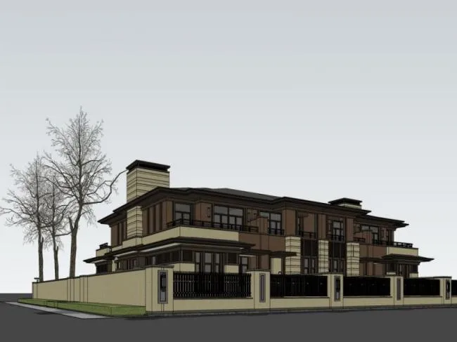Sketchup Villa Model | Twin Villa, Modern Style