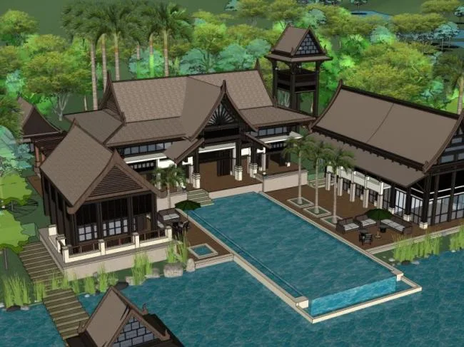 Sketchup Villa Model | Single Family Villa, Classical Style
