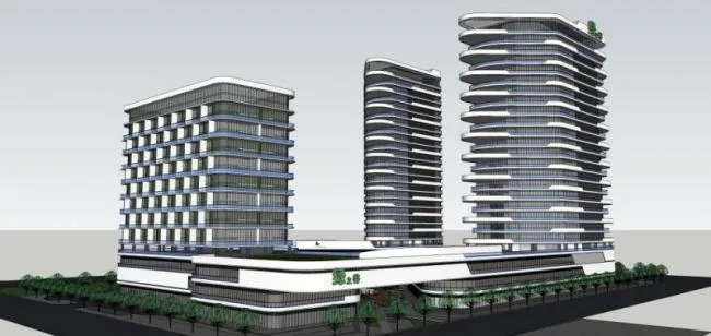 Sketchup Complex Model | High rise Commercial Complex, Modern Style
