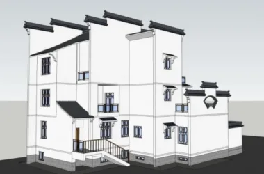 Modern Multi-Story Huizhou-Style Residence | SketchUp Residential Model-BIM WORLD