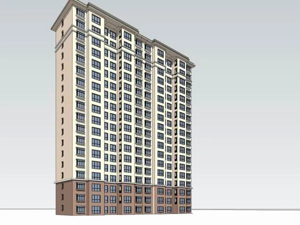 Sketchup Residential Model | High rise residential building, classical style, 18 floors