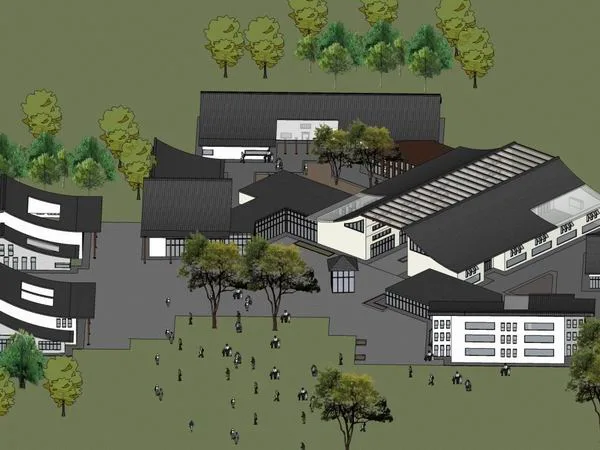 Sketchup Villa Model | Half Mountain Resort Villa, Chinese Classical Style