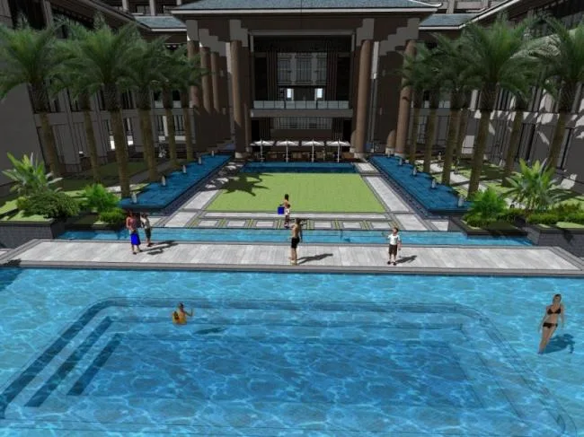 Classical Style Pool Landscape Design in SketchUp
