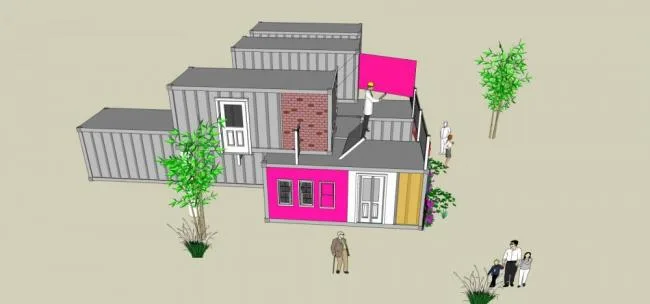 Modern Multi-Story Container Villa Model in SketchUp