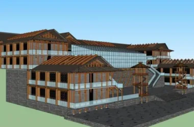 SketchUp Business Model: Multi-Story Commercial Club with Chinese Design Elements-BIM WORLD