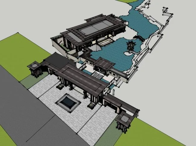 Sketchup Villa Model | Villa, Chinese Style, Garden Villa