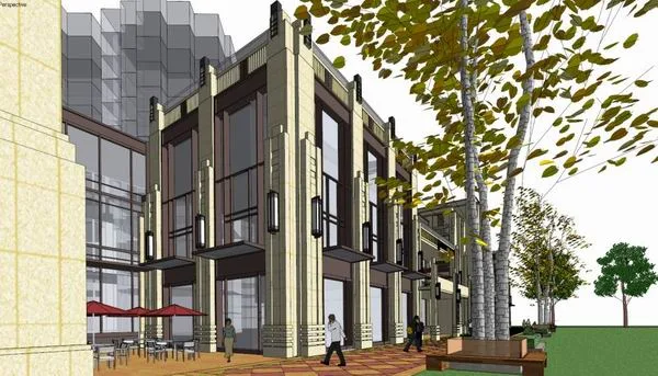 Sketchup Business Model | Multi story street side commercial, classical style