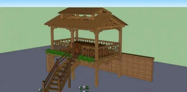 Sketchup Sketch Model | Pavilion, Chinese Style, Sketch