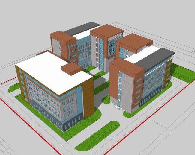Sketchup Office Model | Multi story Office Building, Modern Style, Industrial Architecture