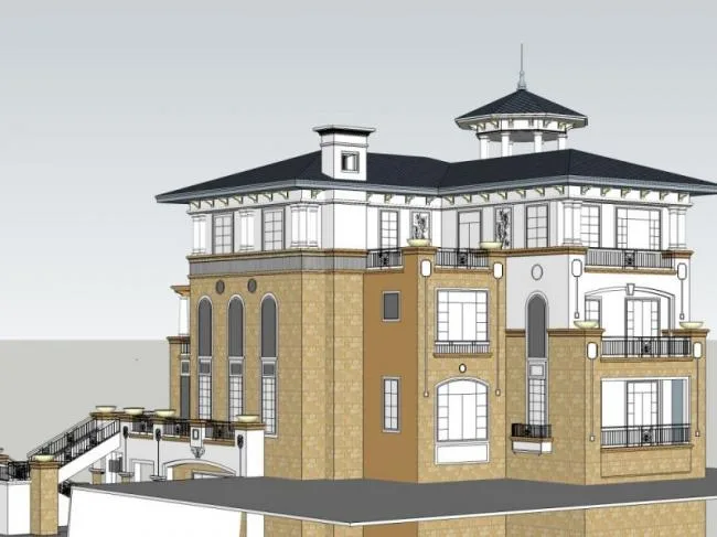 Sketchup Villa Model | Stacked Villa, Classical Style