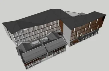 SketchUp Business Model: Multi-Story Commercial Building in Modern Chinese Style-BIM WORLD