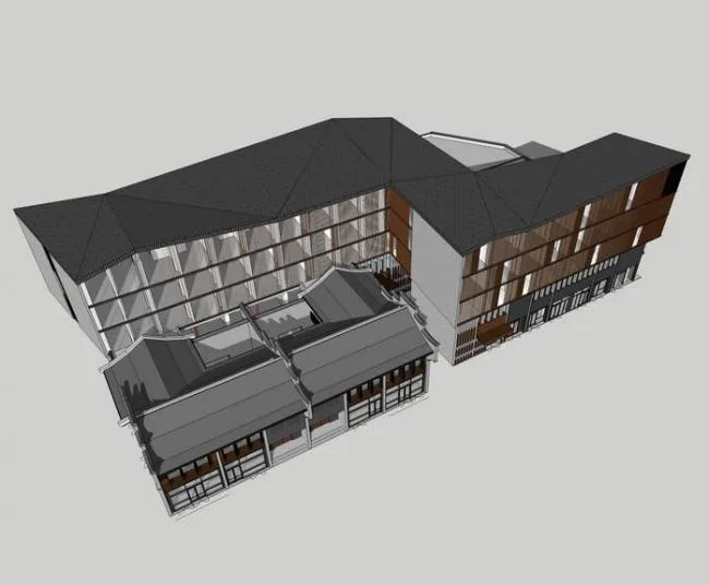 Sketchup Business Model | Multi-story Commercial Building, New Chinese Style