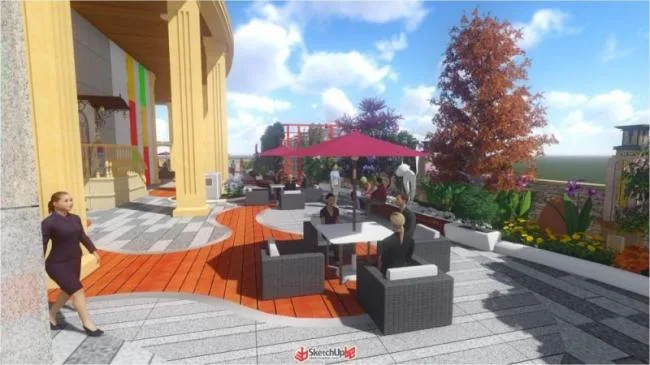 Sketchup Landscape Model | Roof Garden, Modern Style