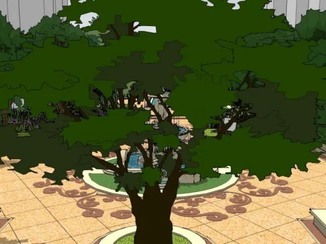 Sketchup Landscape Model | Waterfront Landscape, Classical Style