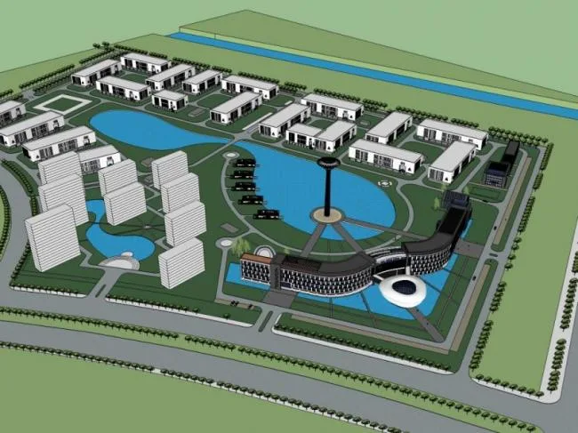 Sketchup Business Model | Multi story Business District, Modern Style