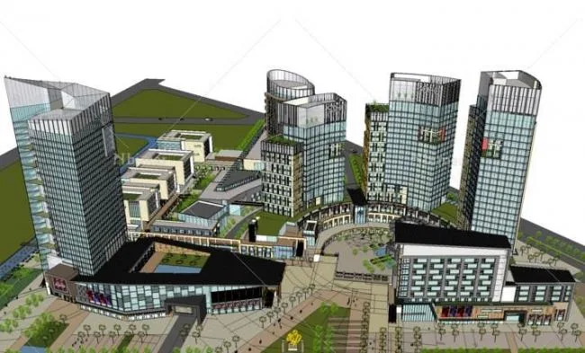 Sketchup Complex Model | Multi story Urban Complex, Modern Style