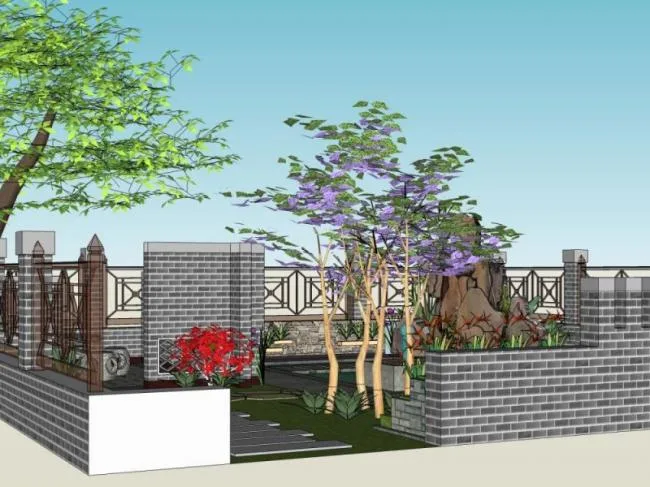 Sketchup Landscape Model | Villa Courtyard Landscape, Chinese Style