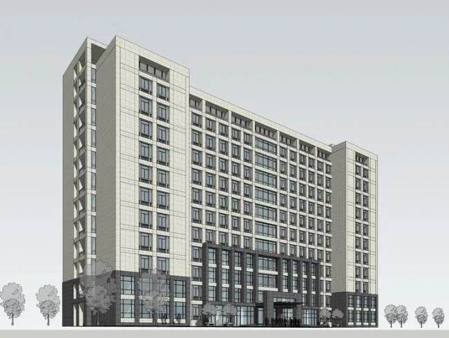 Modern Multi-Story Municipal Government Office Building in SketchUp