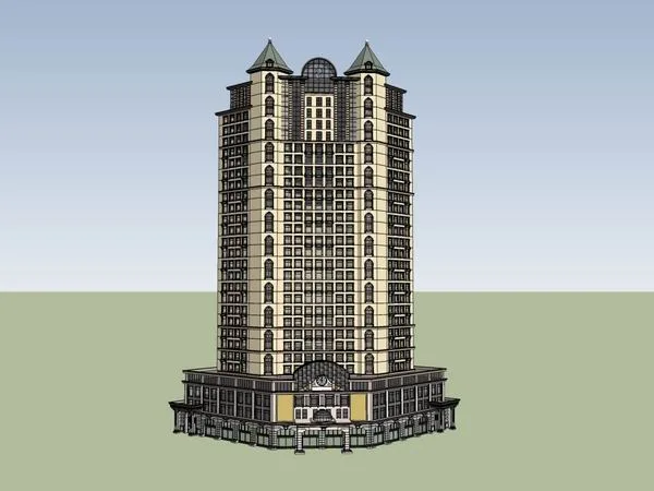 Sketchup Hotel Model | High rise Hotel, Classical Style