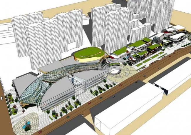 Sketchup Residential Model | Multi story Commercial Street, Modern Style