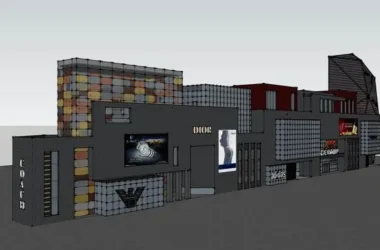 SketchUp Business Model: Modern Multi-Story Commercial Street Design-BIM WORLD