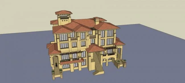 Sketchup Villa Model | Stacked Villa, Spanish Style, Mediterranean