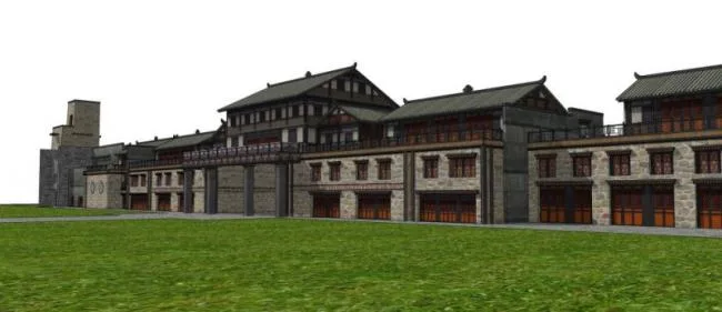 Sketchup Business Model | Multi story Commercial Street, Chinese Style