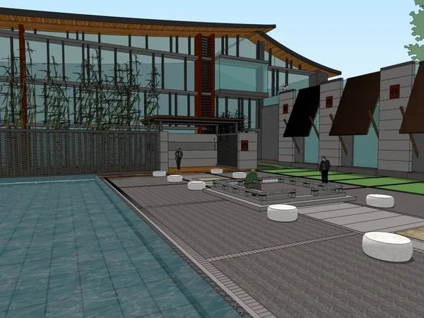 SketchUp Multi-Story Qianxi Fang Hotel Model | Modern Chinese Design