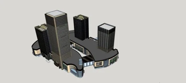 Sketchup Complex Model | Chongqing Daping Longhu Times Sky Street, super high-rise complex, hotel office, commercial podium, modern style