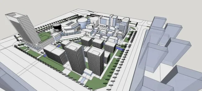 Sketchup Complex Model | Urban Commercial Complex, High Rise Office, Modern Style
