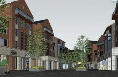 SketchUp Business Model: Napo Tourism International Trade City Featuring Multi-Story Commercial Buildings in New Chinese and Republic of China Styles-BIM WORLD