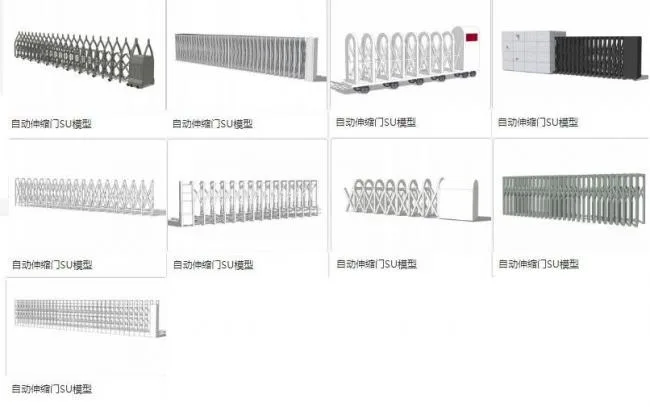 SketchUp Material Models for Automatic Retractable Doors, Electric Doors, and Main Door Components