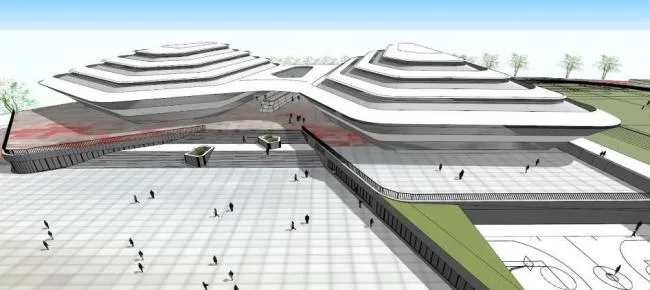 Modern Multi-Story University Sports Center SketchUp Model