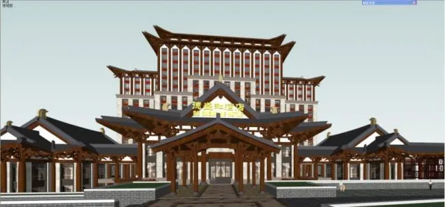 Sketchup Hotel Model | High rise Hotel, Chinese Style, Nanhu Desheng and Hotel Bidding Proposal