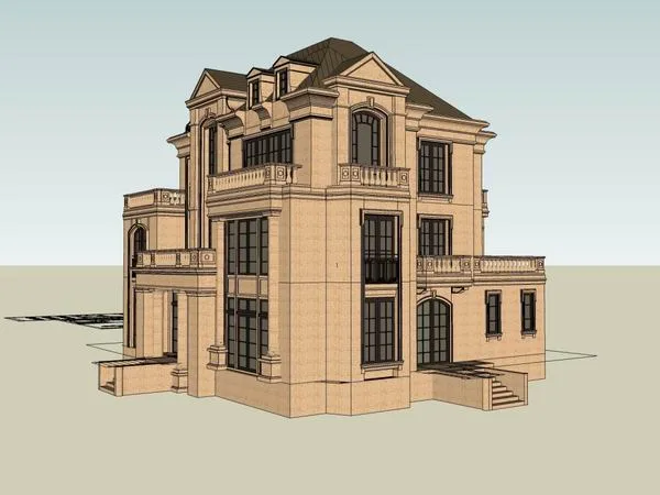 Sketchup Villa Model | Solo Villa, Classical French Style