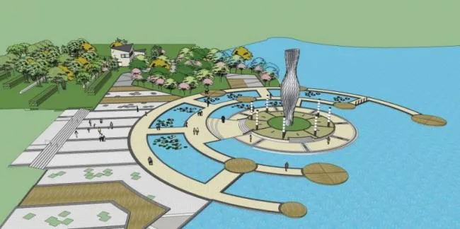 Sketchup Landscape Model | Square Landscape, Modern Style