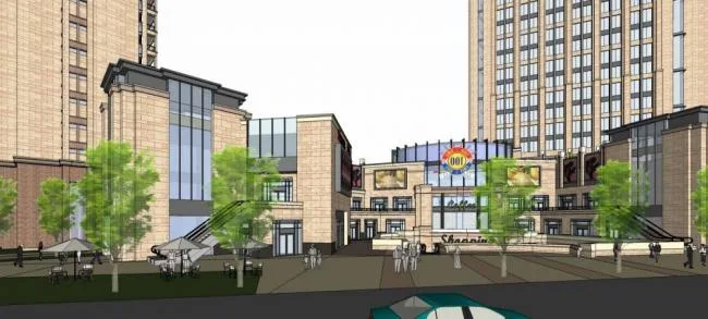 Sketchup Complex Model | High rise commercial complex, residential apartments, hotel offices, multi story commercial podium, neoclassical style