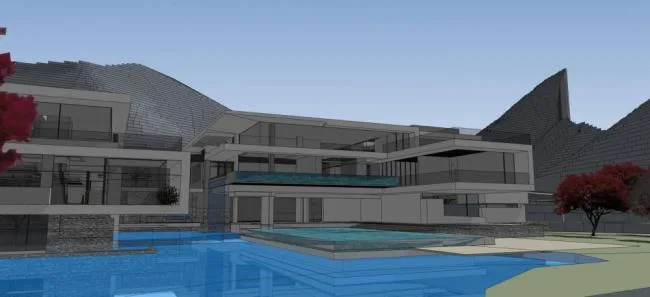 Sketchup Business Model | Multi story clubhouse, resort, landscape, dam, commercial building, modern style