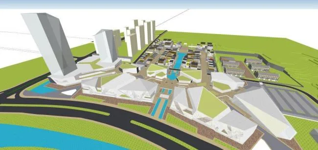 Sketchup Complex Model | Commercial complex, modern style, high-rise office hotel, commercial podium