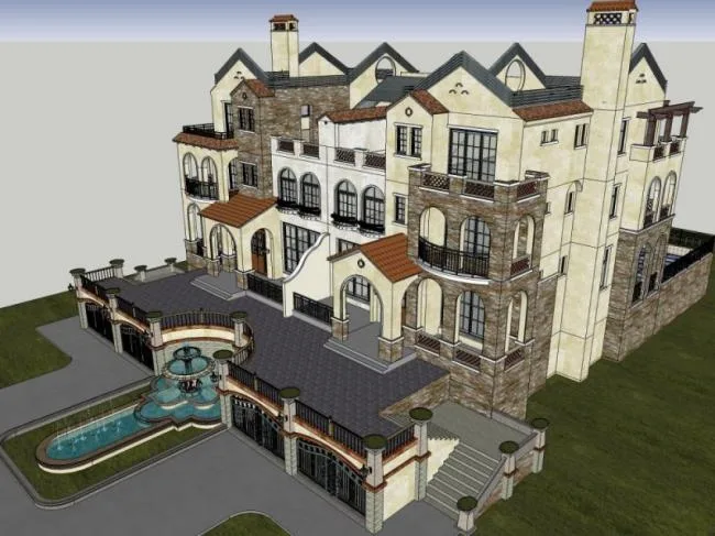 Sketchup Villa Model | Stacked Villa, Classical Style