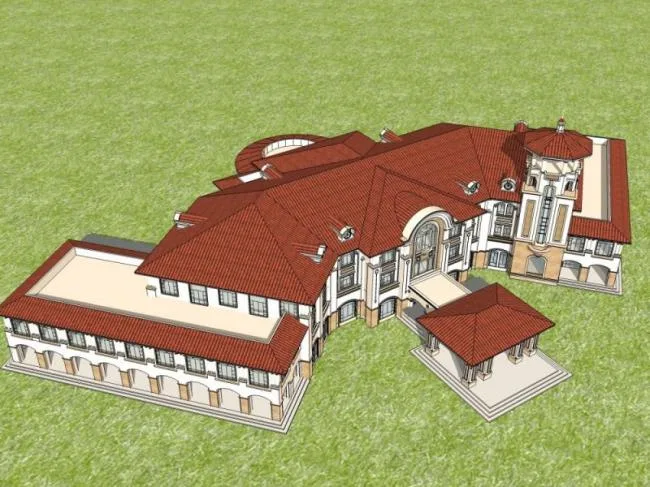 Sketchup Business Model | Multi story Sales Department Clubhouse, Classical Style